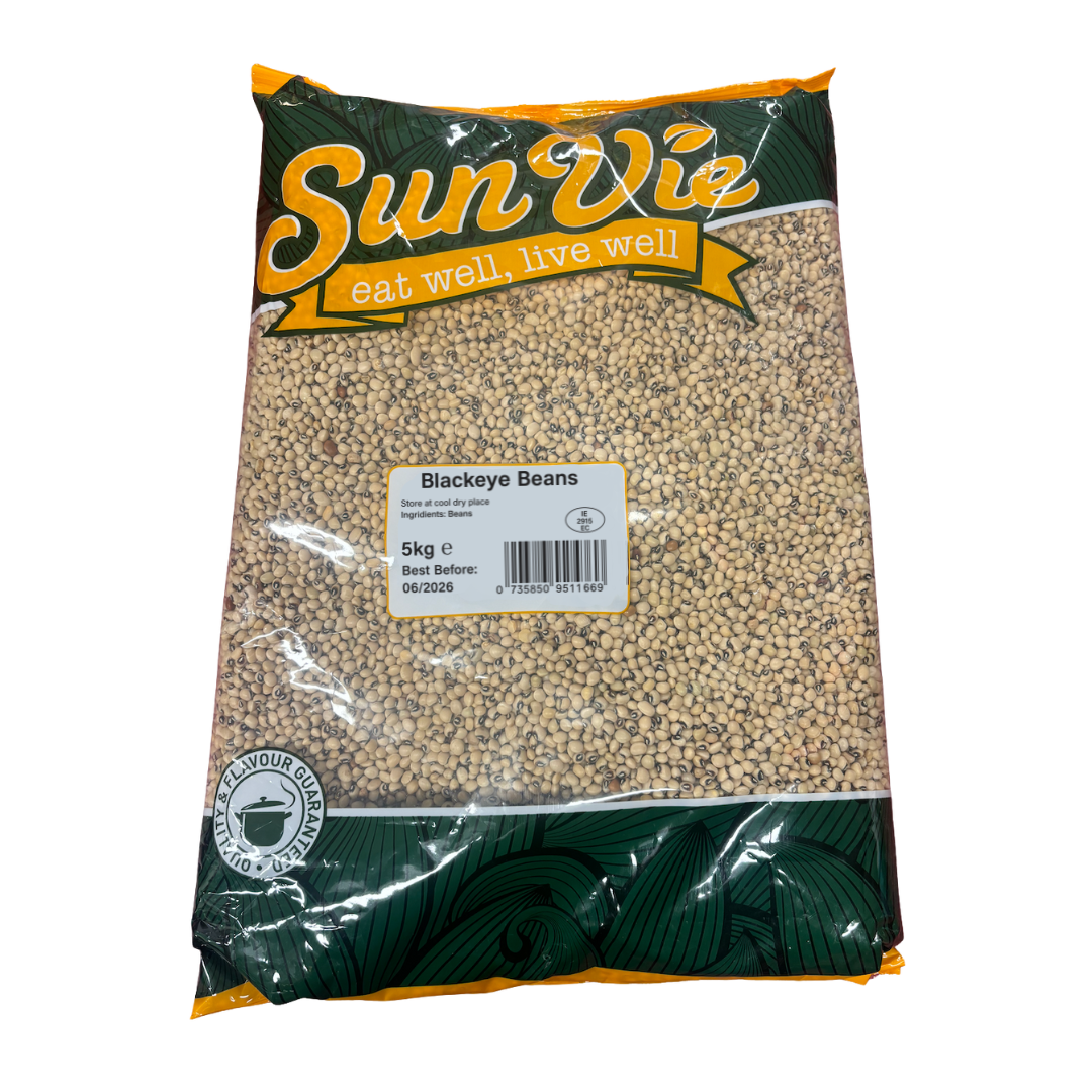 Bag of Sun Vie Blackeye Beans on a white background