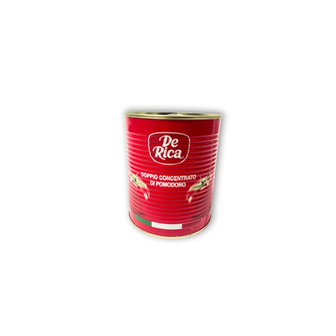 De Rica Tomato Purée – Thick, smooth tomato concentrate in retail cans or bulk cartons, ideal for cooking