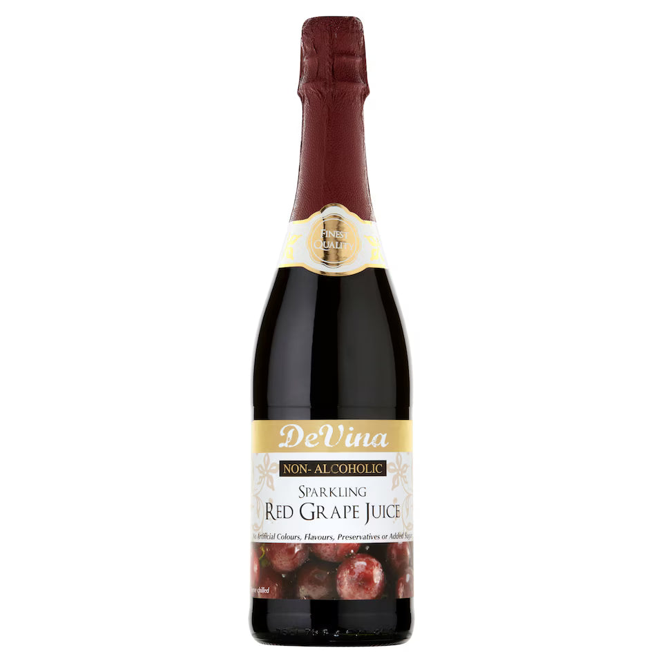 Non-Alcoholic Sparkling Red Grape Drink – 750ml glass bottle, fruity & refreshing, from the UK