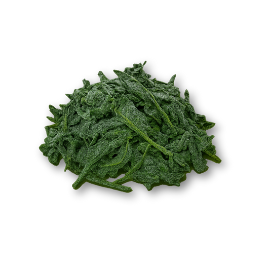 Pondu on a white background
Pondu (Cassava Leaves) – 100% cassava leaves, chopped & frozen, retail or bulk pack from Ireland