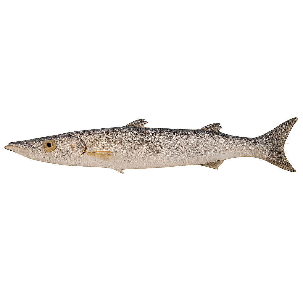 Whole round wild-caught Sphyraena barracuda from Indonesia, IQF frozen, bulk packed