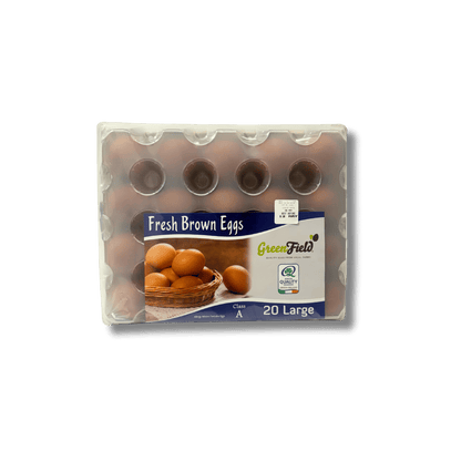 GreenField Fresh Brown Eggs – Pack of 20 large, farm-fresh Irish brown eggs, perfect for cooking and baking