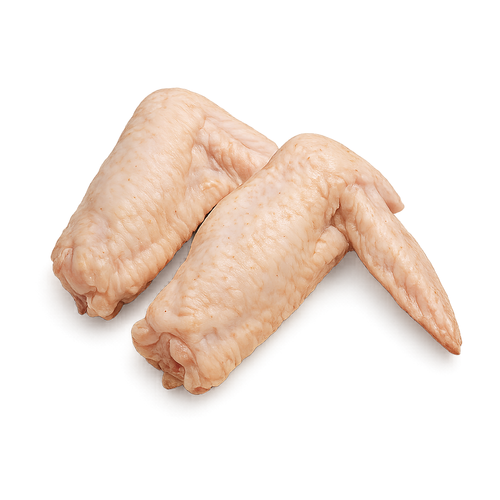 Raw chicken wings on a white background