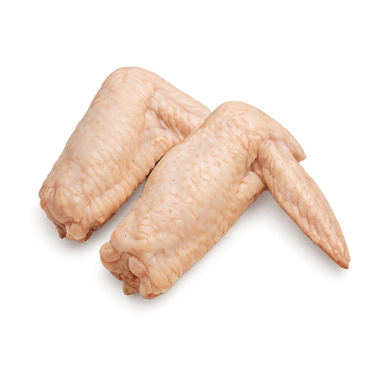 Raw chicken wings on a white background