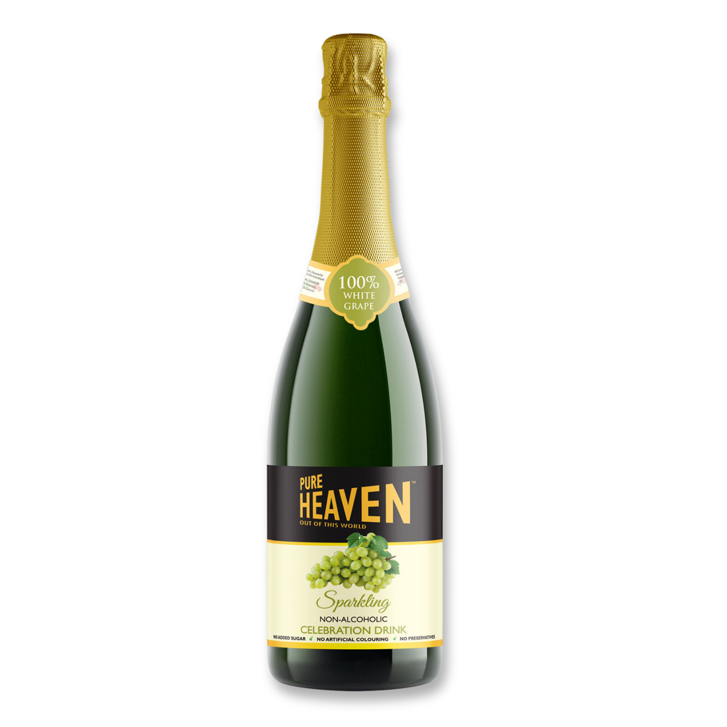 Non-Alcoholic Sparkling White Grape – 750ml glass bottle, crisp & refreshing grape flavor from the UK