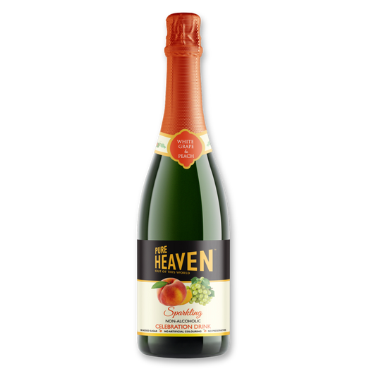 Non-Alcoholic Sparkling White Grape & Peach – 750ml glass bottle, fruity blend from the UK