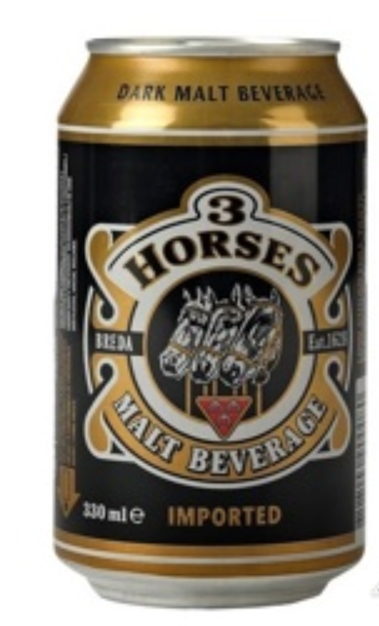 Can of 3 Horses Malt Beverage on a white background