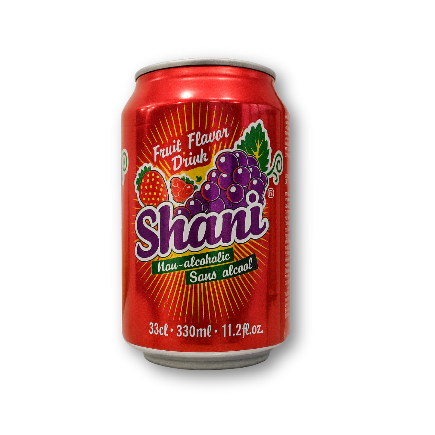 Shani fruit flavor drink can on a white background