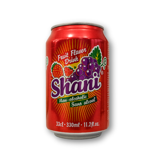 Shani fruit flavor drink can on a white background