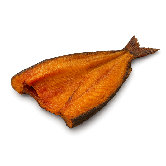 Smoked Catfish Fillet – Boneless fillets of smoked catfish, retail or bulk pack, for African soups and stews on a white background