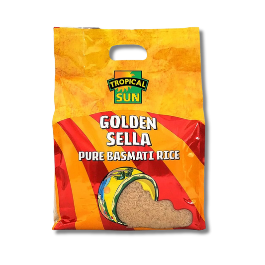 Tropical Sun Golden Sella Basmati Rice – 5kg parboiled long grain rice, aged & packed in Ireland