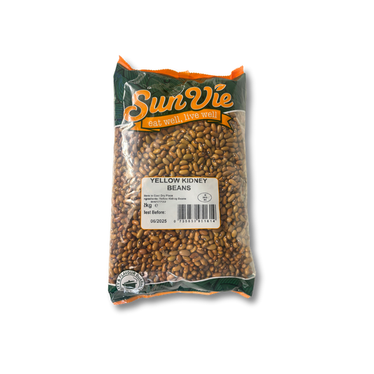 Bag of Sun Vie Yellow Kidney Beans on a white background
Yellow Kidney Beans – 100% whole dried beans, retail pack or bulk bag
