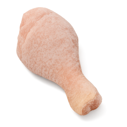 Frozen Chicken Drumsticks – Juicy dark meat, frozen & packed in Northern Ireland for frying, roasting & grilling Raw chicken drumstick on a white background