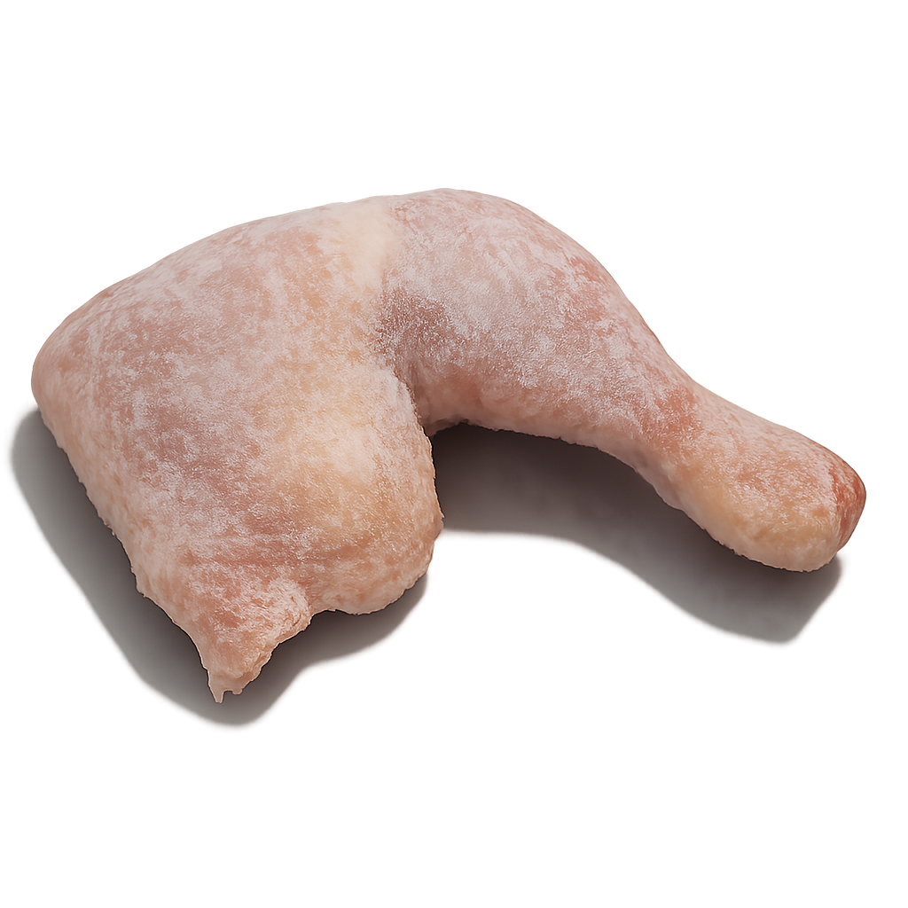 Frozen Chicken Leg Quarters – Juicy dark meat, frozen & packed in Northern Ireland for roasting, grilling & frying on a white background