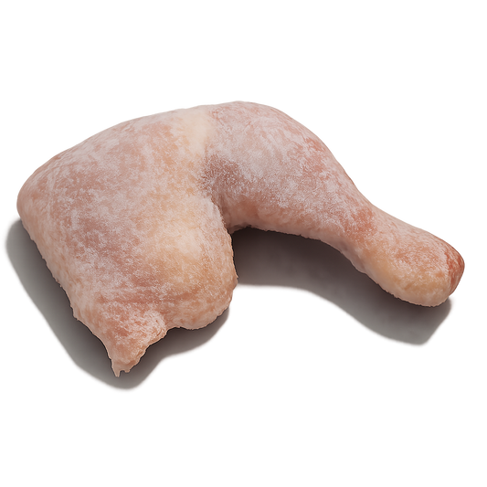 Frozen Chicken Leg Quarters – Juicy dark meat, frozen & packed in Northern Ireland for roasting, grilling & frying on a white background