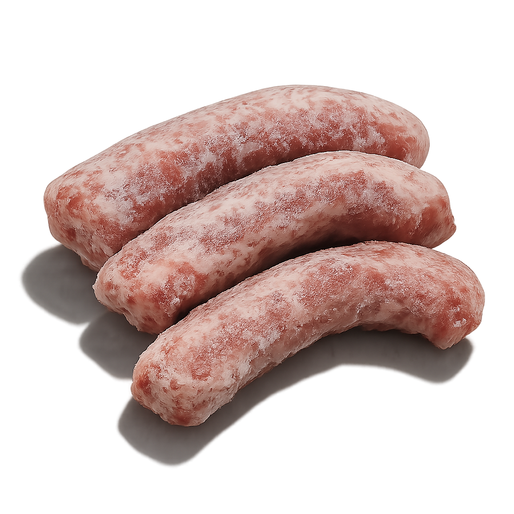 Frozen Chicken Necks – Rich flavor poultry portions, frozen & packed in Northern Ireland for soups & broths raw sausages on a white background
