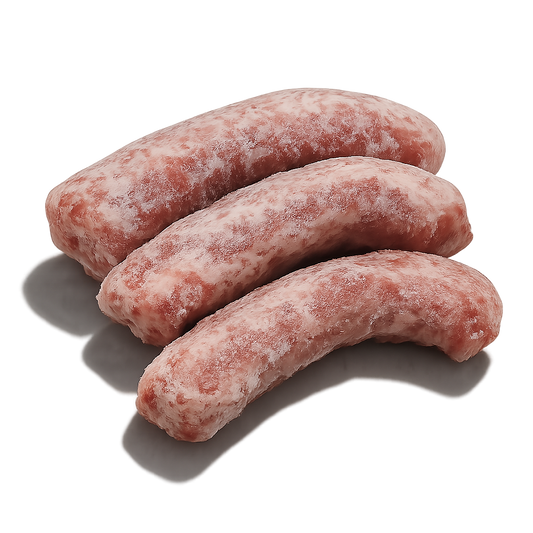 Frozen Chicken Necks – Rich flavor poultry portions, frozen & packed in Northern Ireland for soups & broths raw sausages on a white background