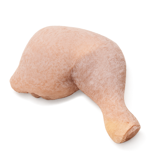 Frozen Chicken Thigh Quarters – Juicy dark meat, frozen & packed in Northern Ireland for roasting, grilling & braising Raw chicken leg on a white background